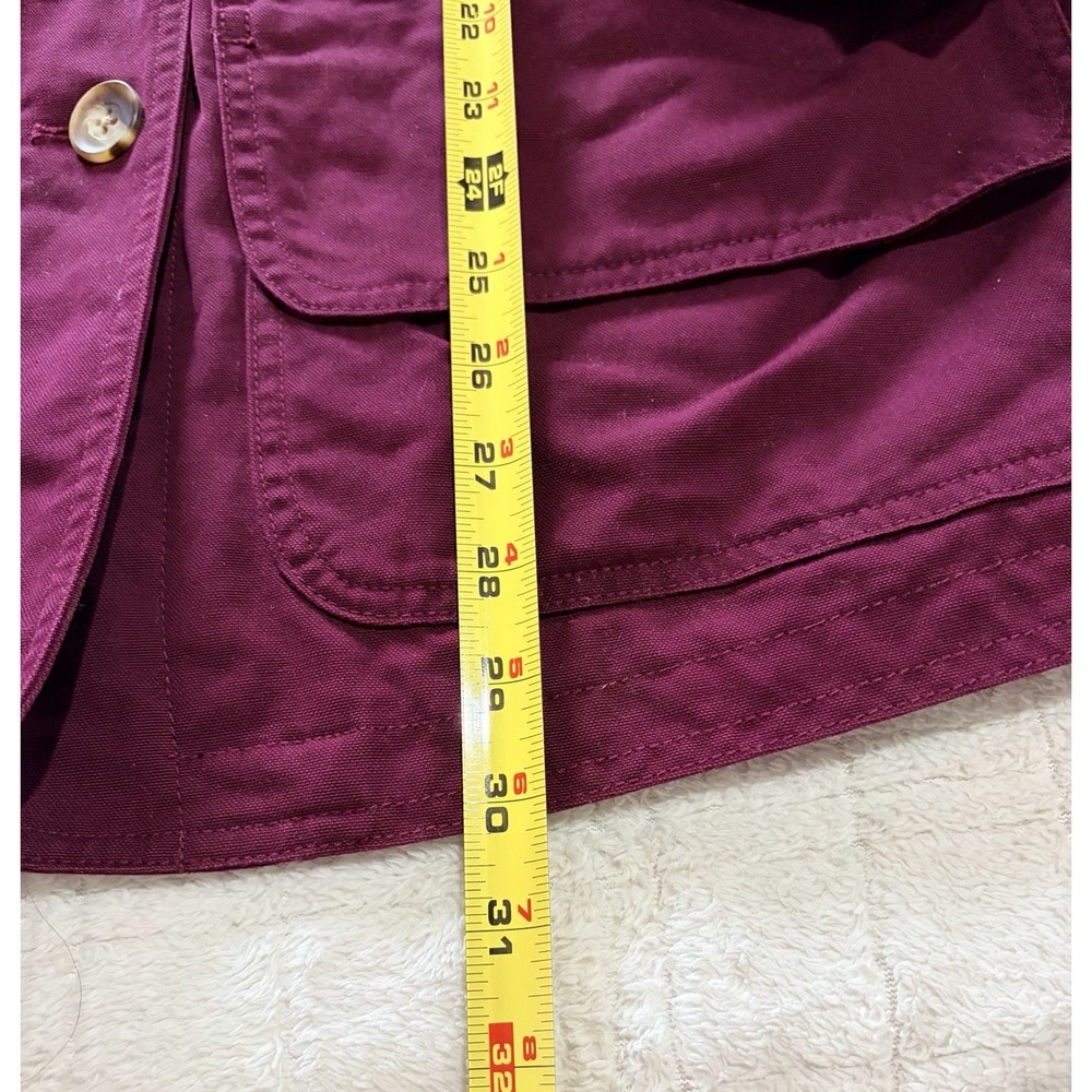Lands End Barn Coat Womens Medium Brick Chore Jacket Corduroy Collar Plaid Lined - Picture 11 of 12